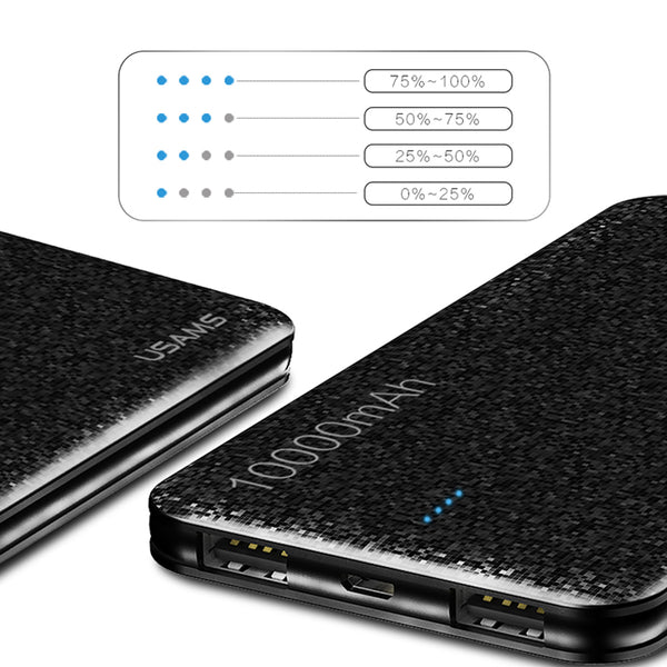 Power bank for xiaomi Mi, USAMS Power Bank Ultra Slim 10000mAh Powerbank for iPhone 4 5 6 7 SE Mobile Phone External Battery