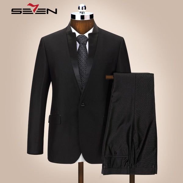 Seven7 Brand Men Suits Chinese Mandarin Collar Male Suit Slim Fit Blazer Wedding Terno Tuxedo 2 Piece (Jacket and Pant) 903C1220
