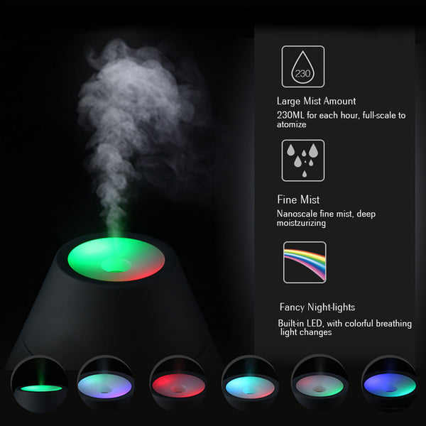 TINTONLIFE Creative Volcano Style USB Ultrasonic Humidifier With Colorful Led Light Essential Oil Aroma Diffuser Auto Off Touch